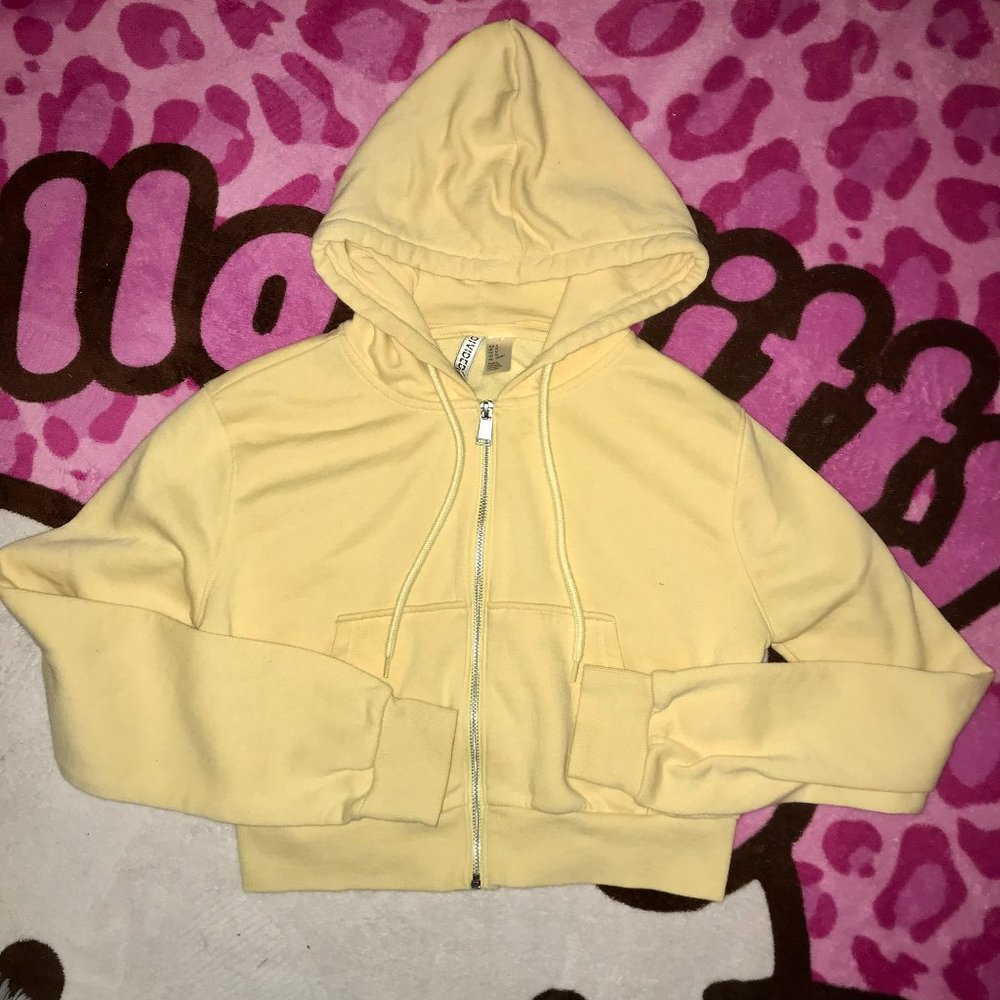 Yellow Cropped Hoodie
